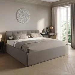 Home Collective Polsterbett 200x200 cm mit verstellbarem Lattenrost und Bettkasten | Beige - Bequemes Polsterbett mit 86 cm hohem Kopfteil für entspanntes Sitzen. Viel Stauraum im Bettkasten und individueller Liegekomfort durch freie Matratzenwahl. Made in Germany für Qualität und Stil.
