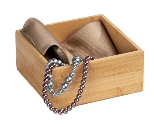 WENKO Bambus Ablage Terra M, praktische Organizer-Box für Schränke und Regale in Küche, Bad und dem gesamten Haushalt, übersichtliche Aufbewahrung von kleinen Utensilien, 15 x 7 x 15 cm, Natur
