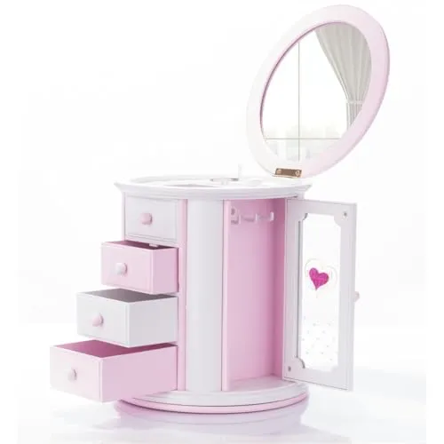 Renawe Mädchen-Schmuckkästchen mit Musik, niedliche Kinder-Halsketten-Aufbewahrungsbox für kleine Mädchen, Kleinkinder, Kinder, Geschenk, Musik-Schmuck-Organizer-Box