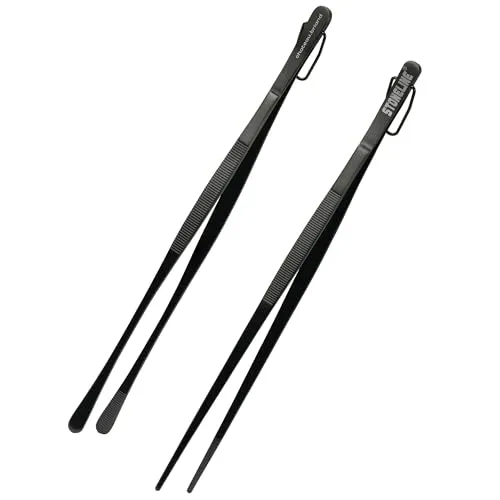 STONELINE Kochpinzette Set - 2-teilig - Kochpinzetten für präzises Wenden und Anrichten, ergonomisch gestaltet mit rostfreier Titaniumbeschichtung, ideal für Grillen und Braten.
