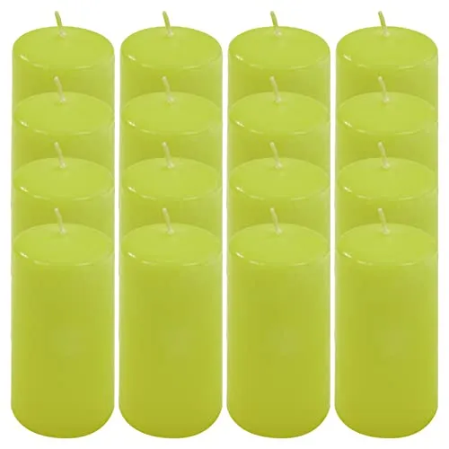 Stumpenkerze Höhe 10 cm Ø 5 cm lange Brenndauer Rund-Kerze Säulenkerzen Kerzen-Deko Tafelkerzen Weihnachts-Kerzen Hochzeits-Deko (hellgrün, 16)