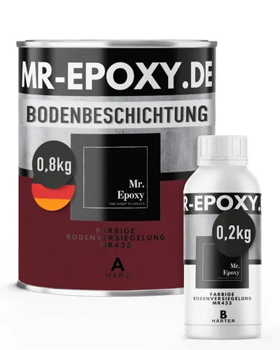 Mr. Epoxy Bodenversiegelung - Hochwertige Epoxid-Bodenbeschichtung - Langlebige 2K-Bodenbeschichtung für Garage, Werkstatt und Industrie. Hohe Belastbarkeit und einfache Anwendung für professionelle Ergebnisse. Ideal für strapazierfähige, fugenlose Oberflächen.