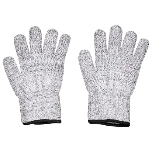 Produktbild Lurch 70098 Schnittschutzhandschuhe Größe L zum sicheren Schneiden von Lebensmitteln, Grau