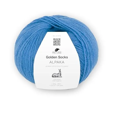 Pro Lana Golden Socks Alpaka, 100 g/390 m, 70% Alpaka, 30% Polyamid, 4-fädig, superweiche Sockenwolle (51 blau)