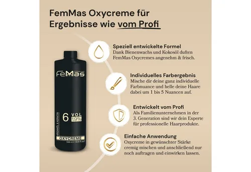 Femmas Premium Entwickler Femmas Oxydant Farbentwickler 1000 ml, Creme Entwickler, Femmas Oxycreme, Femmas Oxydant,oxycreme