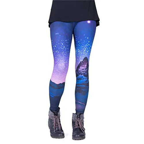 cosey - Bedruckte Bunte Leggins (Einheitsgröße) Verschiedene Leggings Designs, Space Landscape, Einheitsgröße