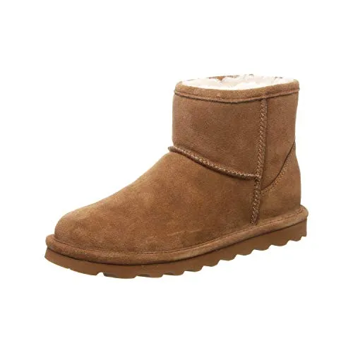 Bearpaw Damen ALYSSA Schlupfstiefel - Braun (Hickory Ii 220) 40 EU - Wanderschuhe im Sheepskin-Style, gefüttert mit Lammwolle und Kunstfaser, ideal für kalte Tage. Pflegeleicht, wasserabweisend und mit trittsicherer TPR-Gummisohle für besten Halt.
