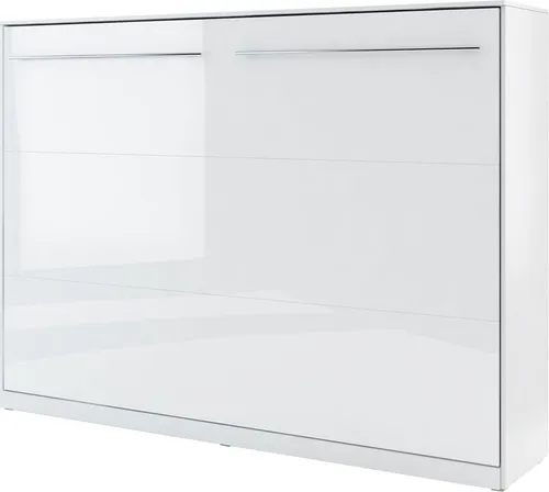 MIRJAN24 Schrankbett Concept Pro CP-04 Horizontal - Wandklappbett 140x200 cm in Weiß Matt/Hochglanz, platzsparend und ideal für kleine Räume, inklusive Lattenrost für optimalen Schlafkomfort.