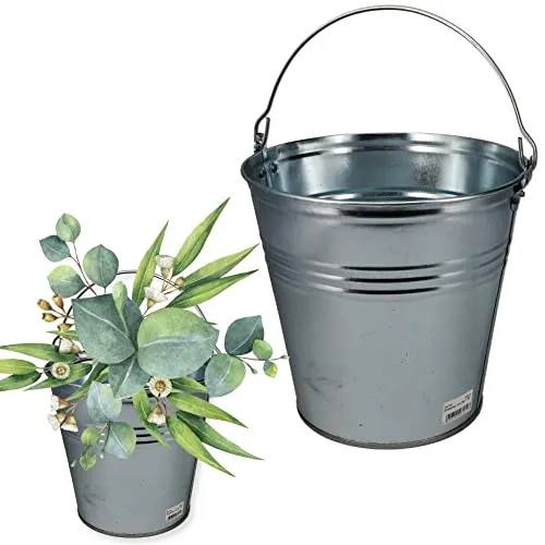 Zinkeimer Blecheimer verzinkt Wassereimer Metall Deko Asche Pflanzen Eimer 10 Liter 1 St.