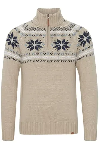 Project PRTim Herren Strickpullover Troyer – Grobstrick mit hochwertigem Woll-Mix - Modischer Grobstrick Troyer mit Reißverschluss und Norweger-Optik, ideal für Freizeit und Büro. Hergestellt aus hochwertigem Woll-Mix für angenehmen Tragekomfort. Regular Fit, perfekt kombinierbar mit Chinos oder Jeans.