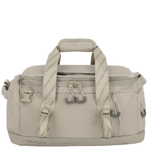 travelite VENTURE LINE Duffle S Sand - Ideal für Sport und Kurzreisen: Die leichte und robuste Venture Line Duffle S bietet flexible Tragemöglichkeiten – ob über der Schulter, in der Hand oder als Rucksack.