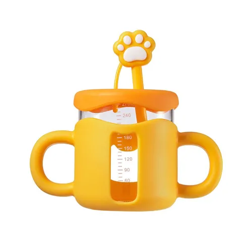 Flumot Babyflasche Baby- und Kleinkind-Strohhalmbecher mit Skala für Kinder ab 3 Jahren