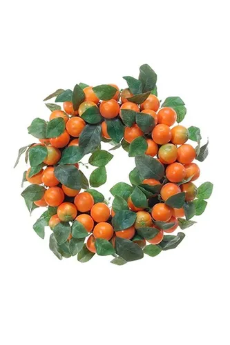 artplants Künstlicher Kranz Kerrie aus Mandarinen, Ø30cm - Künstlicher Kranz aus Mandarinen in leuchtendem Orange. Ideal für die Tischdekoration, langlebig und pflegeleicht für jeden Anlass.