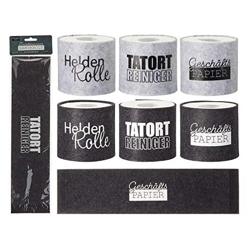 Toilettenpapieraufbewahrung Hellgrau mit Lustiger Banderole