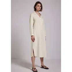 Street One Studio Damen F144334 Midi-Kleid aus Leinen, Moonstone Sand, 44 - Freizeitkleid aus leichtem Leinen mit durchgehender Knopfleiste, ideal für lässige Anlässe und angenehm zu tragen.