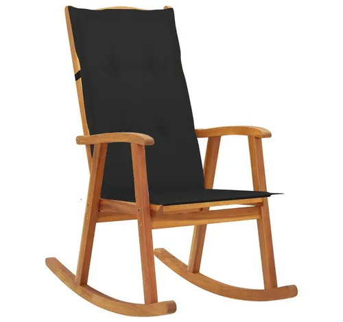 vidaXL Schaukelstuhl aus Massivholz Akazie mit Auflagen