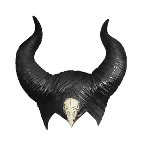 Kaimeng Halloween Kostüm Damen Königin Hörner Helm Cosplay Kostüm Latex Schwarz böse Kopfbedeckung Stirnband Dekoration Erwachsene Hörner Hut für böswilliges Cosplay, Party