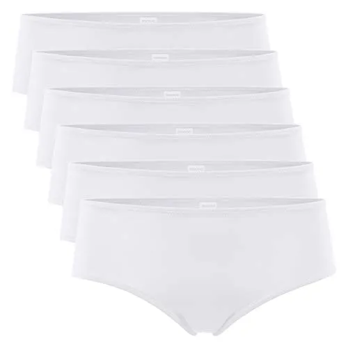 Celodoro Damen Panty Hipster (6er Pack), Unterhose aus Quick Dry-Fasern - Weiß XL