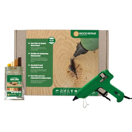 WoodRepair BCD 180 Astfüller Pistole Basic Satz - Vielseitiges Reparaturset für Holz, ideal für Kratzer, Risse und Löcher. Mit benutzerfreundlichen Werkzeugen erzielen Sie professionelle Ergebnisse, die langlebig und nahtlos sind.