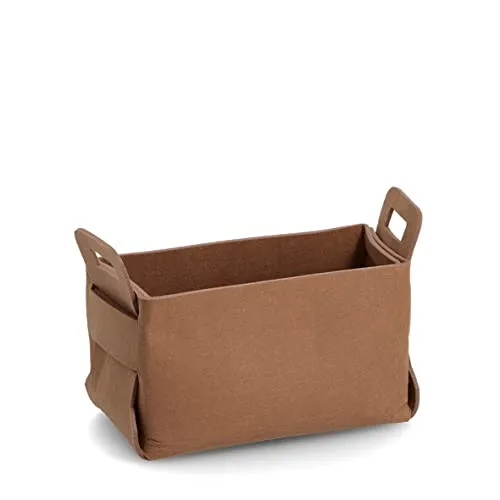 Zeller 14442 Aufbewahrungskorb, Filz, Cognac, ca. 29 x 15 x 17,5 cm