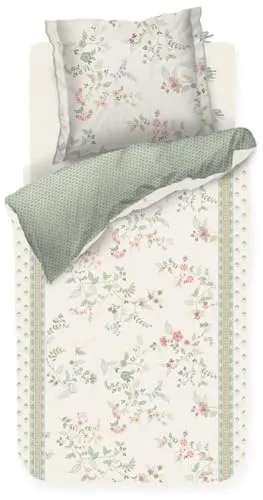 Pip Studio Bettwäsche-Garnitur Kili Flower in Weiß, 155x220+80x80 - Bettwäsche-Set mit zartem Blumenmuster aus 100 % Baumwolle, atmungsaktiv und feuchtigkeitsregulierend für optimalen Schlafkomfort.