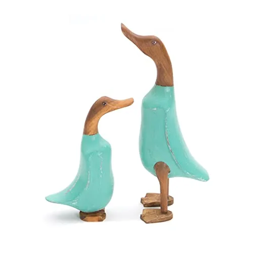 Enten HOLZFIGUREN Set Duck | 2-teilig aus Mahagoni und Teakholz - Sammlerfiguren: Handgefertigte Dekoente im einzigartigen Vintage Look, ideal für jeden Wohnbereich. Jede Figur ist ein Unikat und bringt Harmonie und Glück in Ihr Zuhause.