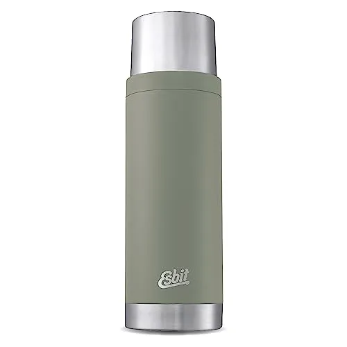 Esbit Sculptor Edelstahl Isolierflasche 1 Liter Stone Grey - Thermobehälter mit doppelwandigem 18/8 Edelstahl, der Getränke lange warm oder kalt hält. 100% auslaufsicher und mit praktischem Dreh- und Gießverschluss. Ideal für unterwegs!