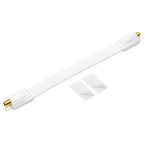 conecto Premium Fensterdurchführung für SAT Kabel koaxial inkl. Klebepads (F-Kupplung auf F-Kupplung, vergoldet) weiß, 26 cm