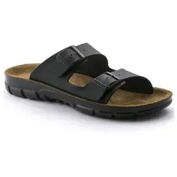 Birkenstock Sandale Bilbao, Birko-Flor, schwarz - Pantoletten mit anatomisch geformtem Kork-Latex-Fußbett und verstellbaren Riemen für optimalen Halt und Tragekomfort. Ideal für den Alltag und aktive Freizeit.