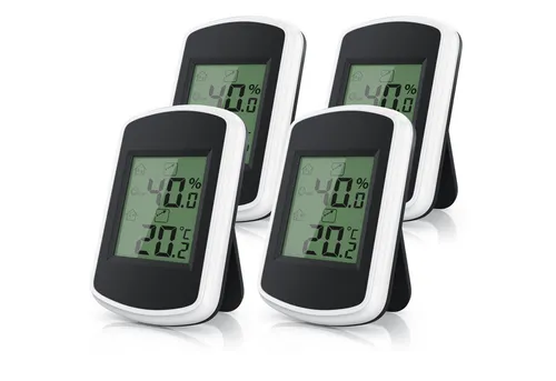 BEARWARE Raumthermometer 4x Digitales Thermo-Hygrometer, Indikator für Gewächshaus, Wohnzimmer, 4-tlg., Hygrometer Thermometer, Temperatur und Luftfeuchtigkeit Messgerät
