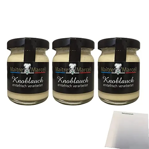 Maitre Marcel Knoblauch 3er Pack (3x50g Glas) + usy Block von usy