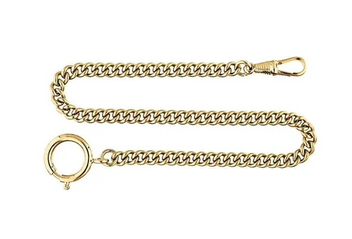 Hermann Jäckle Taschenuhrenkette KM2 – Rundpanzer, vergoldet, Made in Germany - Taschenuhrenkette aus hochwertigem Messing, vergoldet und Made in Germany. Mit Federring für sichere Befestigung, ideal für einen eleganten Look.