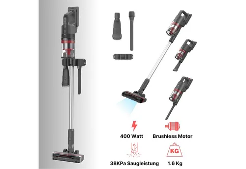KB Elements Hand-und Stielstaubsauger Kabelloser Staubsauger, Akku Staubsauger, Stielstaubsauger akku, 400,00 W, Beutellos, Beutellos, Bürstenloser Motor, 90-180 grad Bodenbürste, 1,6 Kg