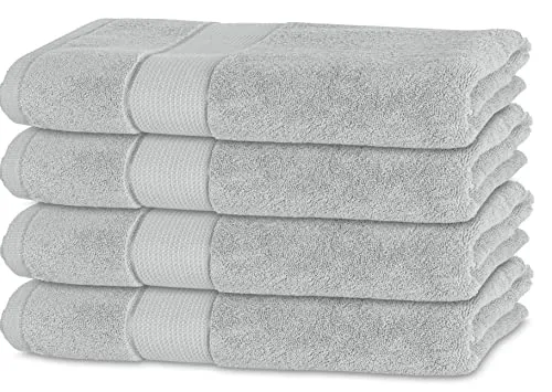 BANANALU 4er Set Handtücher 100% Baumwolle 50x100 Qualität 450g/m2, Hell Grau, Dawn Blue 13-4303