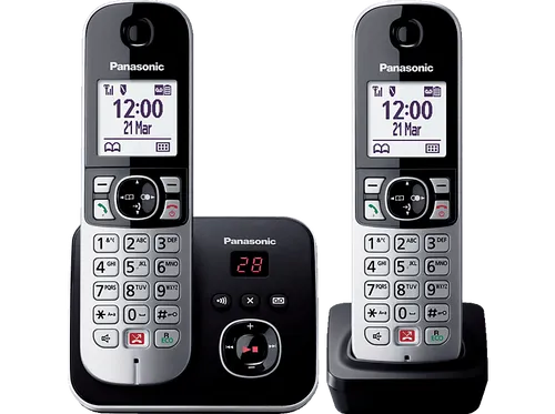 Panasonic KX-TG6862GB Schnurlostelefon - Festnetztelefon mit 2 Mobilteilen und Anrufbeantworter, sperrt bis zu 1.000 Telefonnummern für mehr Sicherheit und bietet komfortables Freisprechen.