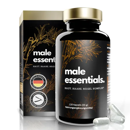 male essentials. Haut Haare Bart | Biotin hochdosiert, Zink Selen Silizium | Haar Vitamine f. Männer