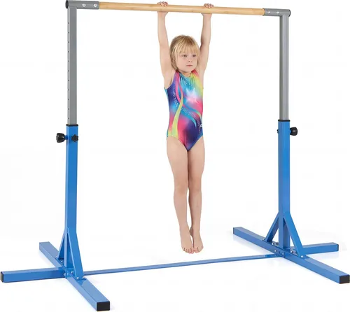 COSTWAY Gymnastik Turnreck – Verstellbare Reckstange für Kinder - Entwickelt für Kinder ab 3 Jahren, bietet diese robuste Gymnastikstange 12 Höhenverstellungen von 85-145 cm. Perfekt für sicheres Training und spielerische Fitness zu Hause.