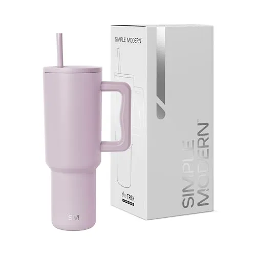 Simple Modern Becher mit Griff und Trinkhalm 1180ml - Lavender Mist - Thermostassen & -becher, isolierter Edelstahlbecher mit Doppelwand-Isolierung für heiße und kalte Getränke, ideal für unterwegs und mit auslaufsicherem Trinkhalm.