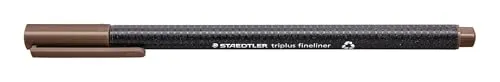 STAEDTLER 334-77 Triplus Fineliner (Dreikant, Superfeine, Metallgefasste Spitze, Linienbreite ca. 0,3 mm, 10 Stück) tabakbraun