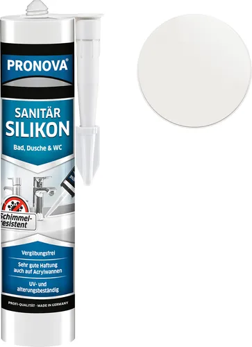 Sanitär Silikon, Dauerhaft elastischer Silikon-Dichtstoff mit Schutz gegen Schimmelbefall, Im Innen-und Außenbereich, 300ml Kartusche (Silbergrau)