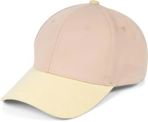 styleBREAKER Unisex Baseball Cap zweifarbig Pastell oder kräftig | 6-Panel Cap Mehrfarbig verstellbar mit Schnalle | Sommer Basecap aus Baumwolle, Farbe:Beige-Gelb