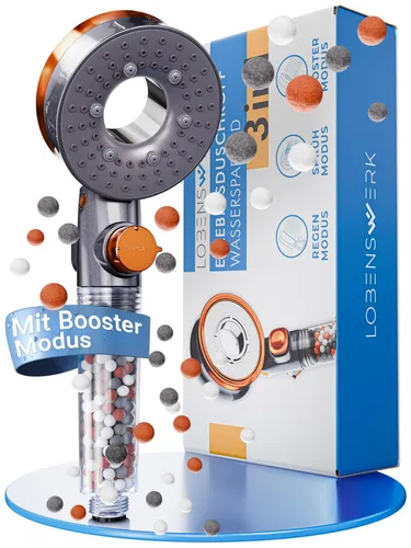 Lobenswerk Duschbrause mit Filter – 3 Modi inkl. Booster - Duschbrausen mit innovativem Filter, 3 Strahlarten für Entspannung und Frische, sowie wassersparende Technologie für umweltfreundliches Duschen.