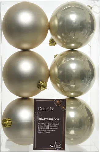 Weihnachtskugeln Kunststoff 8cm 6 Stück - Perle