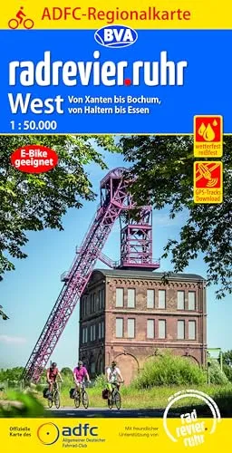 BVA ADFC Regionalkarte radrevier.ruhr West 1:50.000: mit Tagestourenvorschlägen, reiß- und wetterfest, E-Bike-geeignet, GPS-Tracks Download, Von Xanten bis Bochum, von Haltern bis Essen