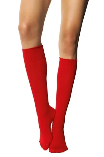 MILENA weiche, atmungsaktive Overknee-Socken mit elastischer Passform und rutschfestem Halt. Perfekt für Alltag, Arbeit, Sport und Cosplay – vielseitig kombinierbar, Rot
