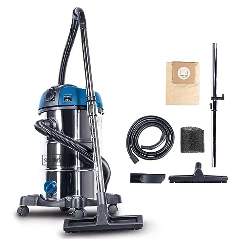 Scheppach NTS30 Premium 3in1 - 30L Industriesauger mit Einschaltautomatik, kraftvoller 1300W Motor und vielseitigem Zubehör für effizientes Nass- und Trockensaugen