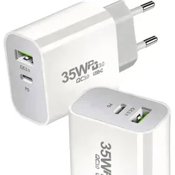 Produktbild Schnelles Ladegerät 35W Usb-C Qc 3.0 Würfelnetzteil Für Iphone 15 Pro Galaxy S - Weiß