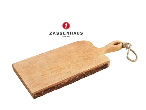 Zassenhaus Griff-Servierbrett 46cm - Mangofarbenes Design - Schneidebrett aus robustem Holz mit auffälligem Mangolook, ideal zum Servieren und Schneiden. Praktische Aufhängung und kompakte Maße für jede Küche.