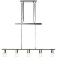 Brilliant LED Pendelleuchte LEA - Moderne Pendelleuchte mit höhenverstellbarem Seilzugmechanismus, 5 wechselbaren LED-Lampen und elegantem Design aus Metall in Silber. Ideal für stilvolle Innenräume.