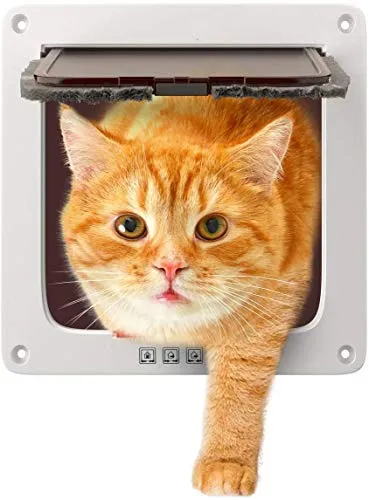 Sailnovo Katzenklappe Hundeklappe 4 Wege Magnet-Verschluss für Katzen und kleine Hunde